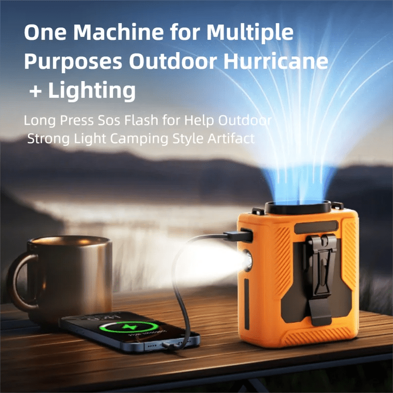 2026 13500RPM High-speed Waist Hanging Electric Fan Portable 6000mAh Power Bank Clip Waist Outdoor Construction Site Small Fan - luvmoose