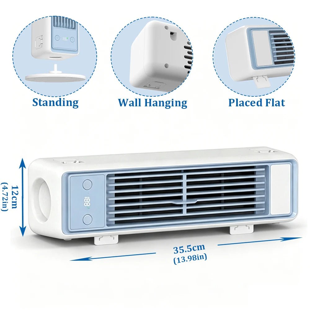 3600mAh USB Rechargeable Tower Fan 3 Speeds Quiet Bladeless Desktop Fan with Remote Control Portable Air Cooler for Home Office - luvmoose