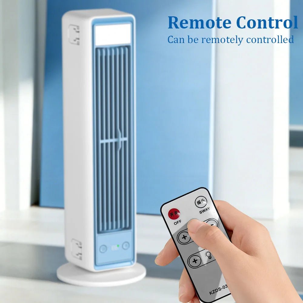 3600mAh USB Rechargeable Tower Fan 3 Speeds Quiet Bladeless Desktop Fan with Remote Control Portable Air Cooler for Home Office - luvmoose