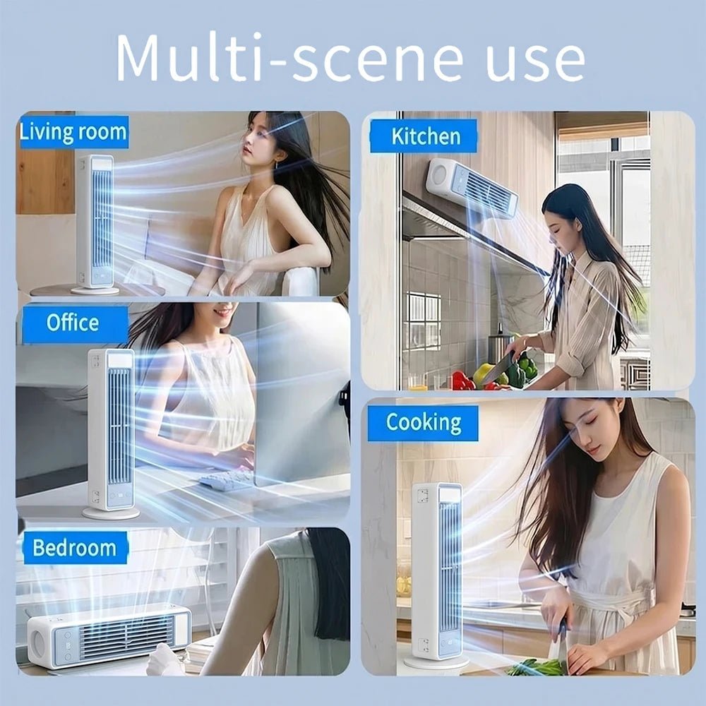 3600mAh USB Rechargeable Tower Fan 3 Speeds Quiet Bladeless Desktop Fan with Remote Control Portable Air Cooler for Home Office - luvmoose