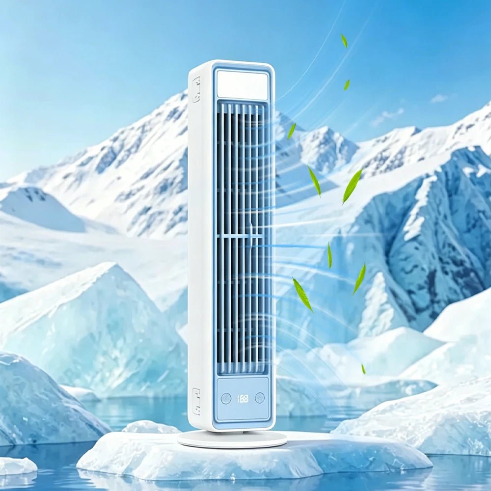 3600mAh USB Rechargeable Tower Fan 3 Speeds Quiet Bladeless Desktop Fan with Remote Control Portable Air Cooler for Home Office - luvmoose