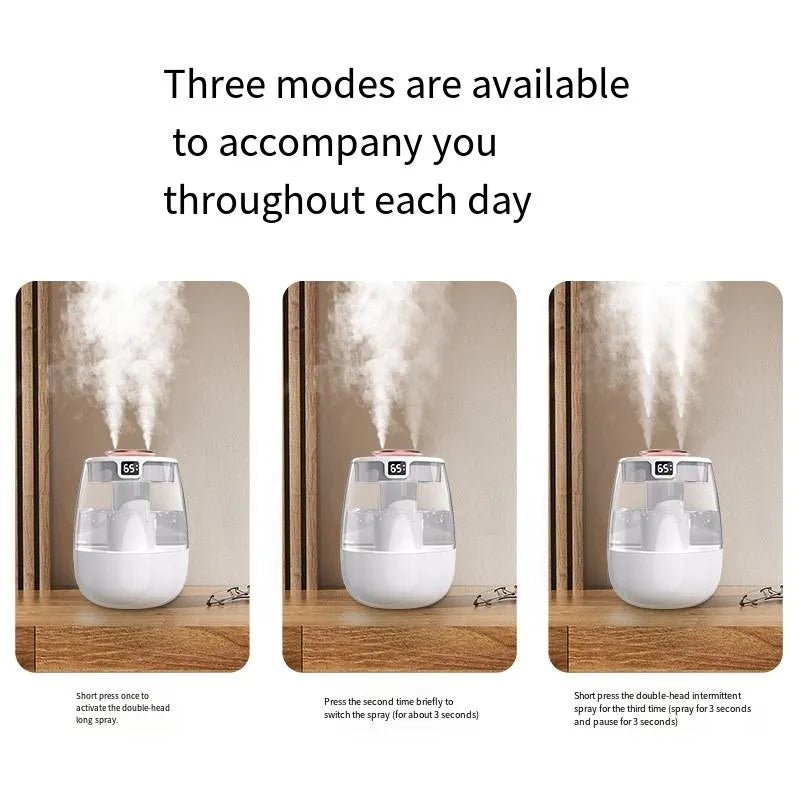 Air Humidifier Aroma Humidifier Double Spray Port Essential Oil Diffuser USB Water Humidifier with Light for Home Office - luvmoose