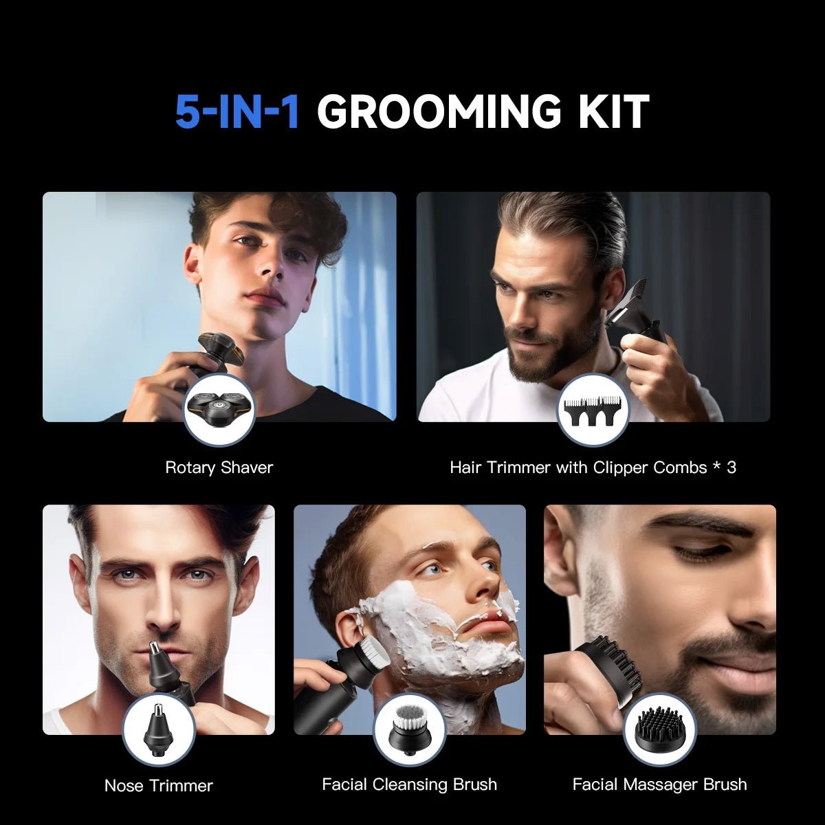 ENCHEN X8S-C Electric Shaver With 4 Replacement Heads Multi-Purpose Waterproof Type-C Rechargeable Portable Men Beard Trimmer - luvmoose