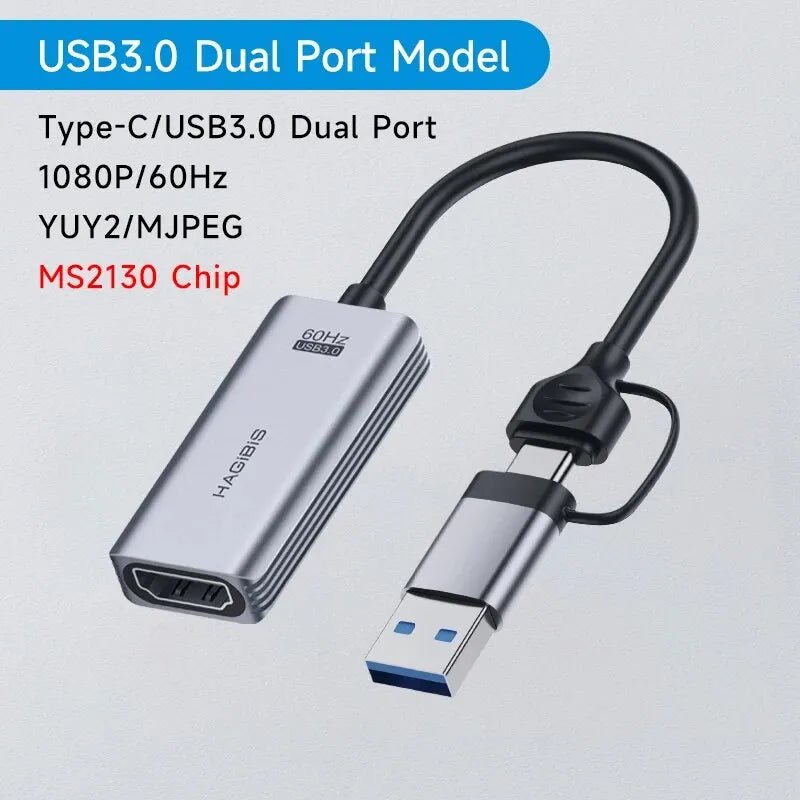 Hagibis USB 3.0 Video Capture Card HDMI-compatible to USB/Type-c Game Grabber Record Ms2130 for Switch Xbox PS4/5 Live Broadcast - luvmoose