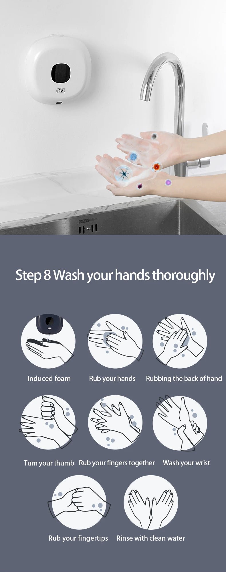 New Soap Dispenser Wall Mounted Touchless Foam Soap Dispenser Automatic Induction Hand Sanitizer Machine For Hotel Household - luvmoose