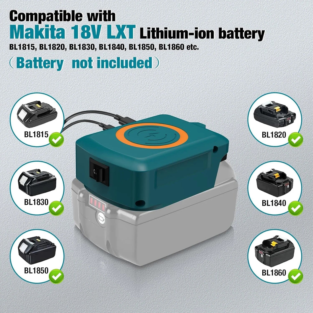 NEW Wireless Phone Charger for Makita/Dewalt/Milwaukee Li-ion Battery USB Adapter with Type-C Charges Port Portable Power Bank - luvmoose