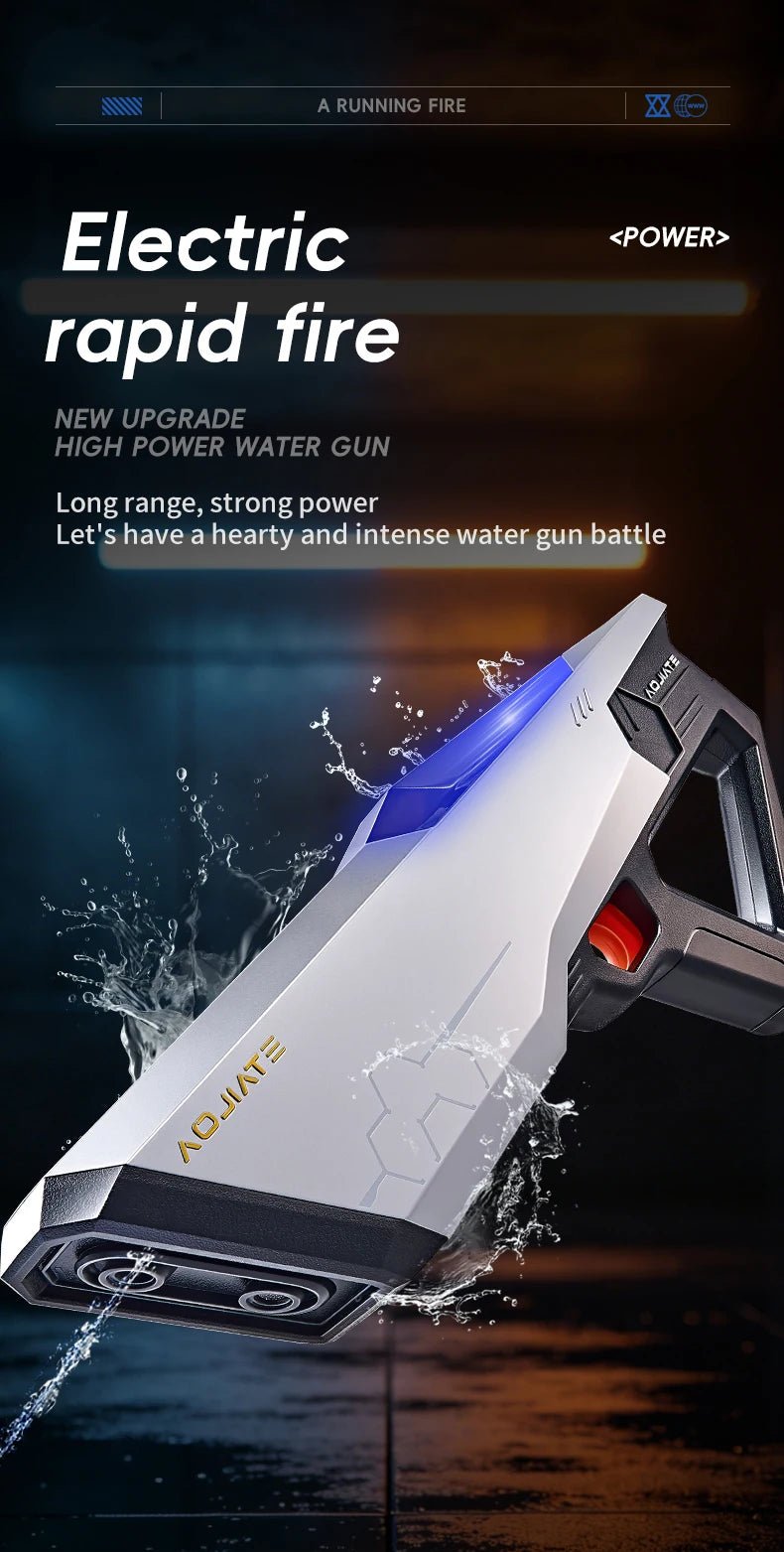 Technological Light-Emitting Electric Continuous Water Gun with Built-In Rechargeable Battery, Summer Outdoor Water Toy Gun - luvmoose