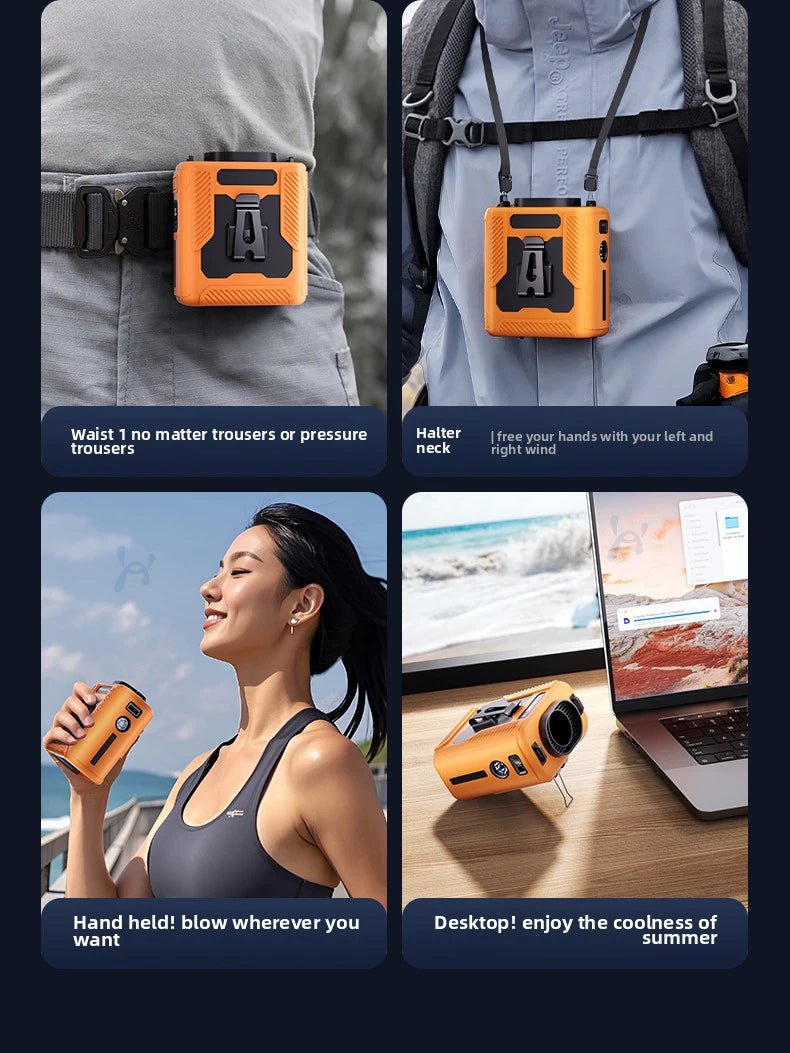 2026 13500RPM High-speed Waist Hanging Electric Fan Portable 6000mAh Power Bank Clip Waist Outdoor Construction Site Small Fan - luvmoose