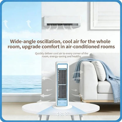 3600mAh USB Rechargeable Tower Fan 3 Speeds Quiet Bladeless Desktop Fan with Remote Control Portable Air Cooler for Home Office - luvmoose