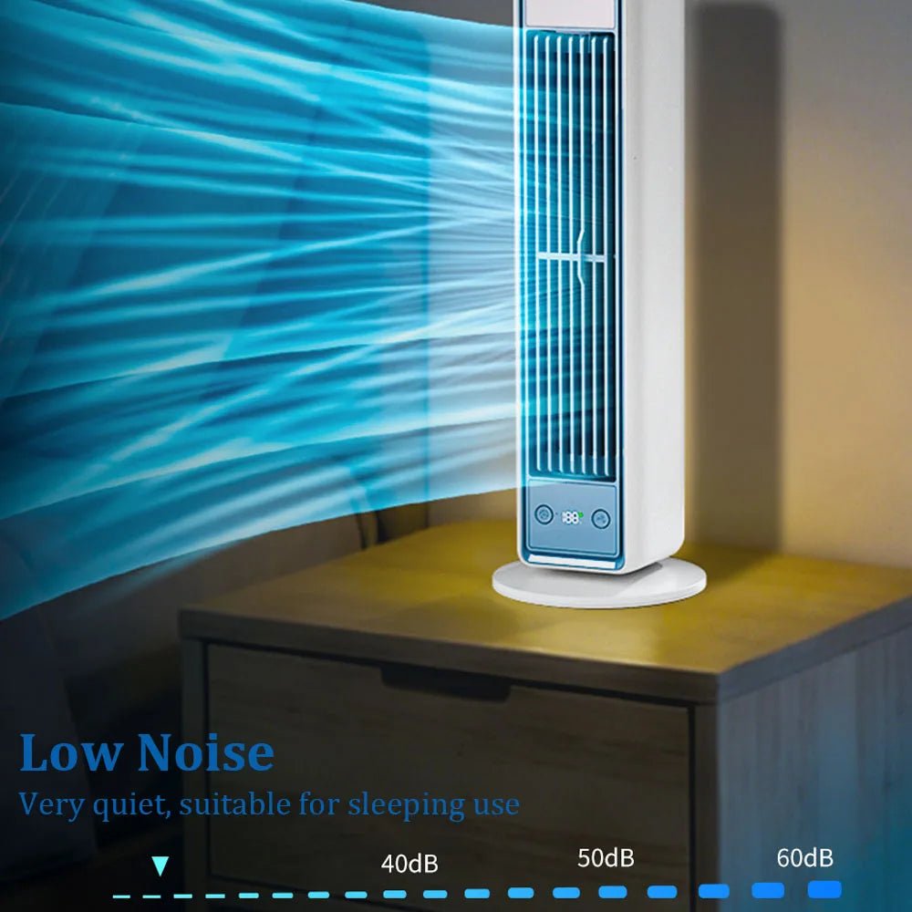 3600mAh USB Rechargeable Tower Fan 3 Speeds Quiet Bladeless Desktop Fan with Remote Control Portable Air Cooler for Home Office - luvmoose