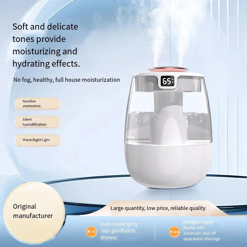Air Humidifier Aroma Humidifier Double Spray Port Essential Oil Diffuser USB Water Humidifier with Light for Home Office - luvmoose