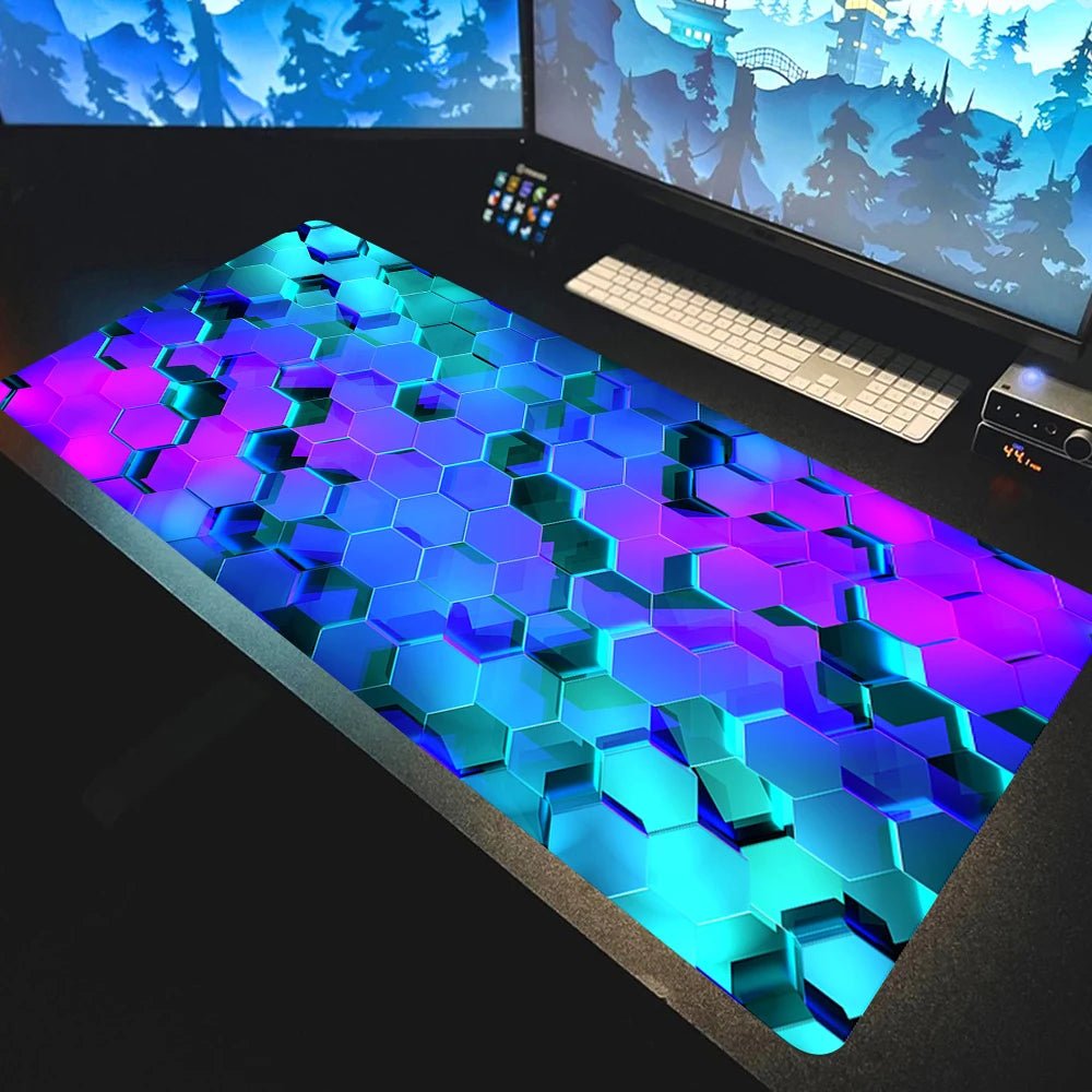 Colorful Hexagon Mouse Pad Large Computer Office Game Table Mats XXL Rubber Anti-slip Gaming Keyboard Mousepads Long Desk Pads - luvmoose