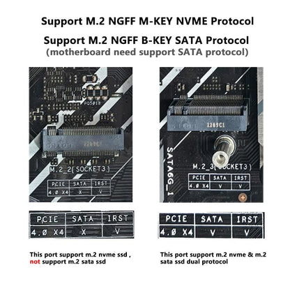 Dual Protocol M.2 to PCIe 4.0 Extension Cable for 2230 2242 2260 2280 M.2 PCI-e / NGFF SATA SSD High Speed Gen 4.0 Riser Adapter - luvmoose