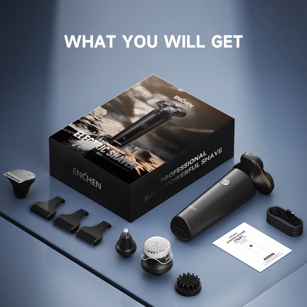 ENCHEN X8S-C Electric Shaver With 4 Replacement Heads Multi-Purpose Waterproof Type-C Rechargeable Portable Men Beard Trimmer - luvmoose