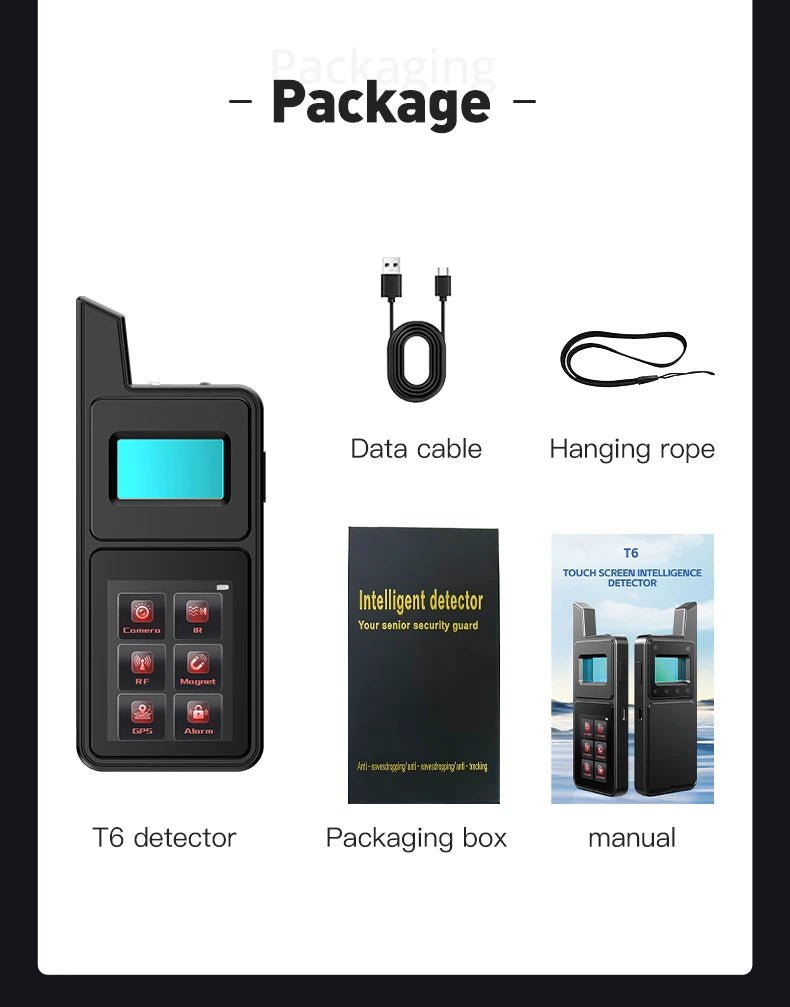 Hidden Camera Detector T6 Big Touch Screen Anti Spy Gadgets GPS Detector Bug Finder Wireless Signal Detection Infrared Scanner - luvmoose