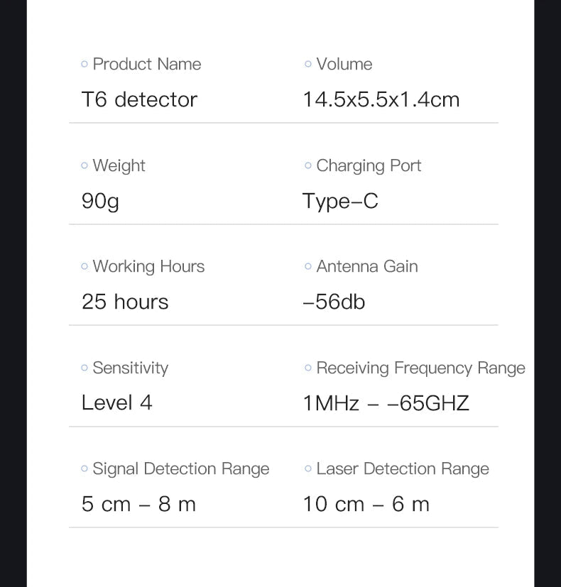Hidden Camera Detector T6 Big Touch Screen Anti Spy Gadgets GPS Detector Bug Finder Wireless Signal Detection Infrared Scanner - luvmoose