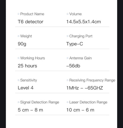 Hidden Camera Detector T6 Big Touch Screen Anti Spy Gadgets GPS Detector Bug Finder Wireless Signal Detection Infrared Scanner - luvmoose