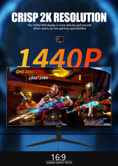 MUCAI N2768- 27 inch 2K monitor 120Hz Resolution2560*1440, DP,HDMI compatible,suitable for desktop/laptop/PS5/Xbox - luvmoose