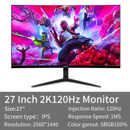 MUCAI N2768- 27 inch 2K monitor 120Hz Resolution2560*1440, DP,HDMI compatible,suitable for desktop/laptop/PS5/Xbox - luvmoose