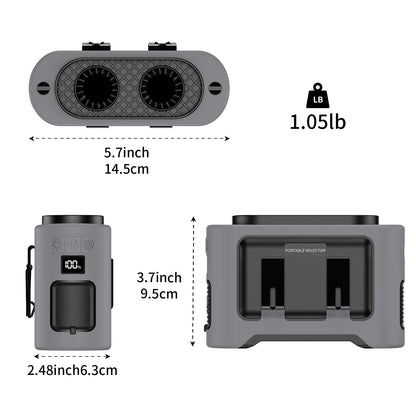 Socoolfan 14500mAh Outdoor Fan Portable Waist Hanging Neck Strong Dual Air Vents Fans for Travel Sports Courier Outdoor Working - luvmoose