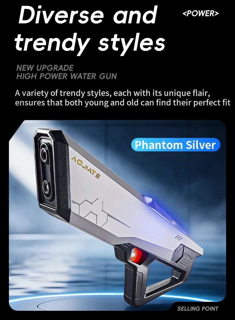 Technological Light-Emitting Electric Continuous Water Gun with Built-In Rechargeable Battery, Summer Outdoor Water Toy Gun - luvmoose