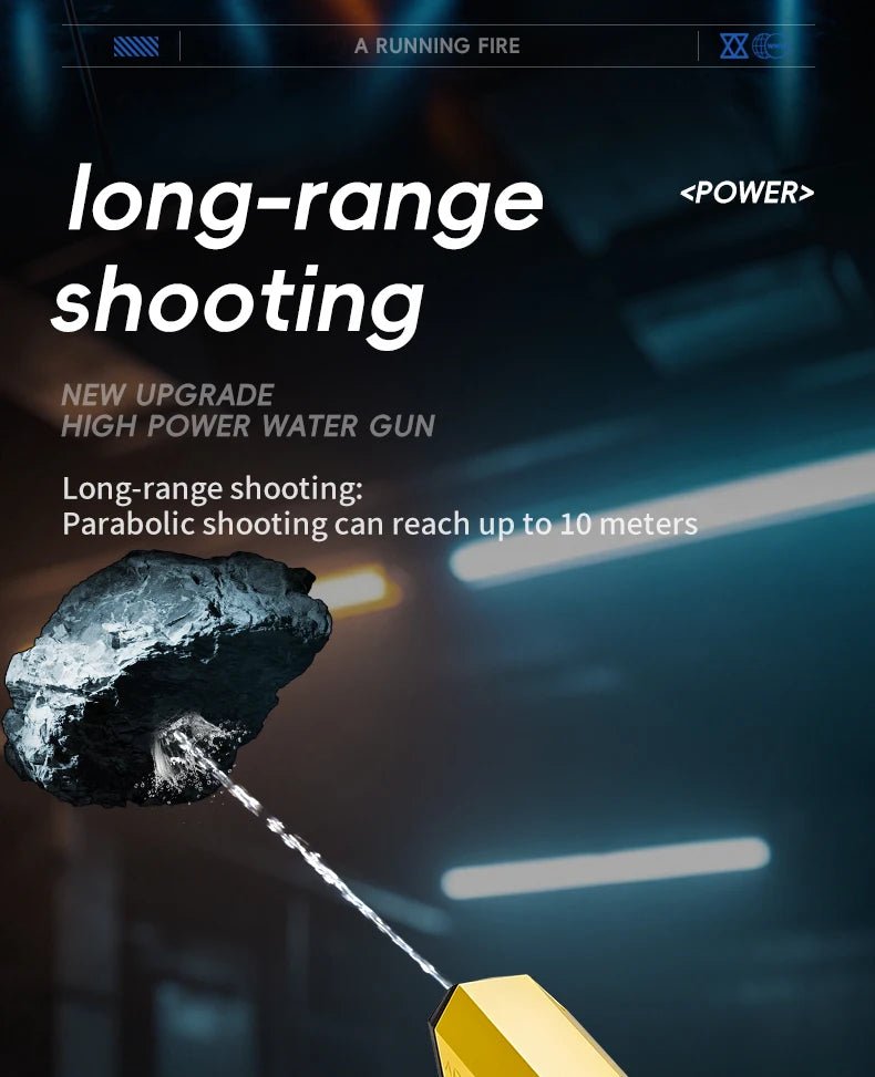 Technological Light-Emitting Electric Continuous Water Gun with Built-In Rechargeable Battery, Summer Outdoor Water Toy Gun - luvmoose