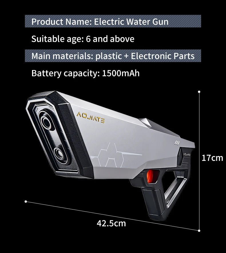 Technological Light-Emitting Electric Continuous Water Gun with Built-In Rechargeable Battery, Summer Outdoor Water Toy Gun - luvmoose