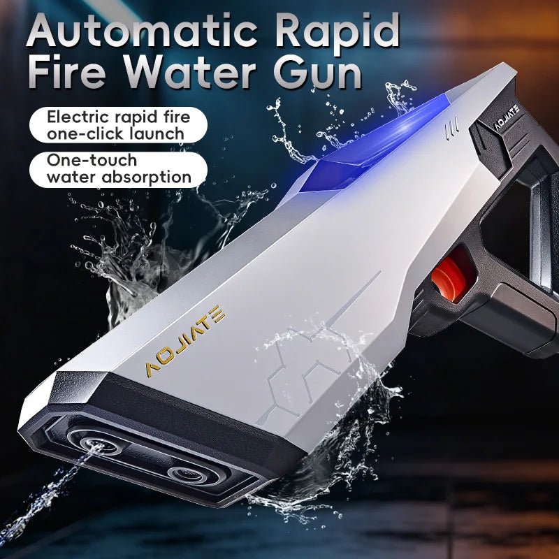 Technological Light-Emitting Electric Continuous Water Gun with Built-In Rechargeable Battery, Summer Outdoor Water Toy Gun - luvmoose