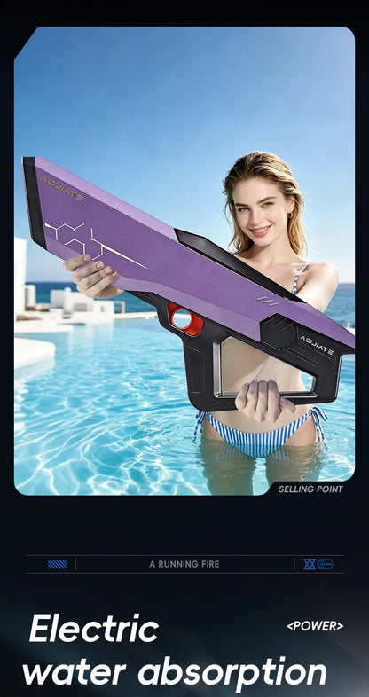 Technological Light-Emitting Electric Continuous Water Gun with Built-In Rechargeable Battery, Summer Outdoor Water Toy Gun - luvmoose